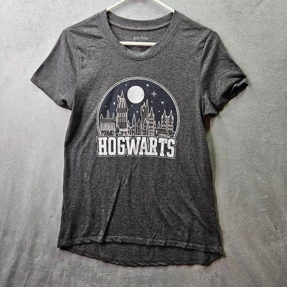 Harry Potter Shirt Womens Sz Large Grey Hogwarts Wizarding World Graphic Tee